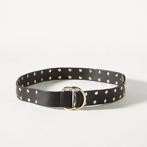 NWT By Anthropologie  BlacknFaux-Leather Studded Belt M/L - Picture 1 of 4